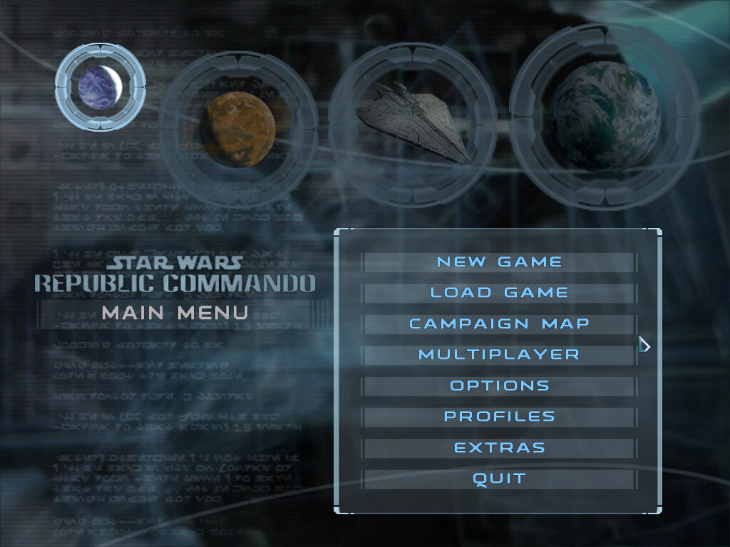 Главное меню на английском