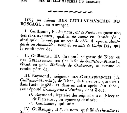 Уильям, прозванный "Старец" - первый граф рода дю Бокаж 