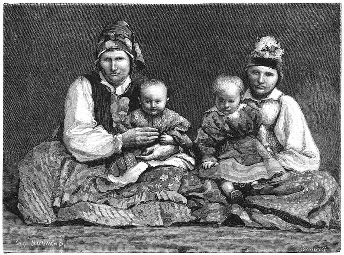 Женщины духоборов с детьми. Рисунок из немецкого этнографического справочника