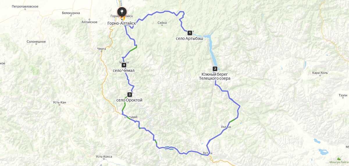 Маршрут по Горному Алтаю