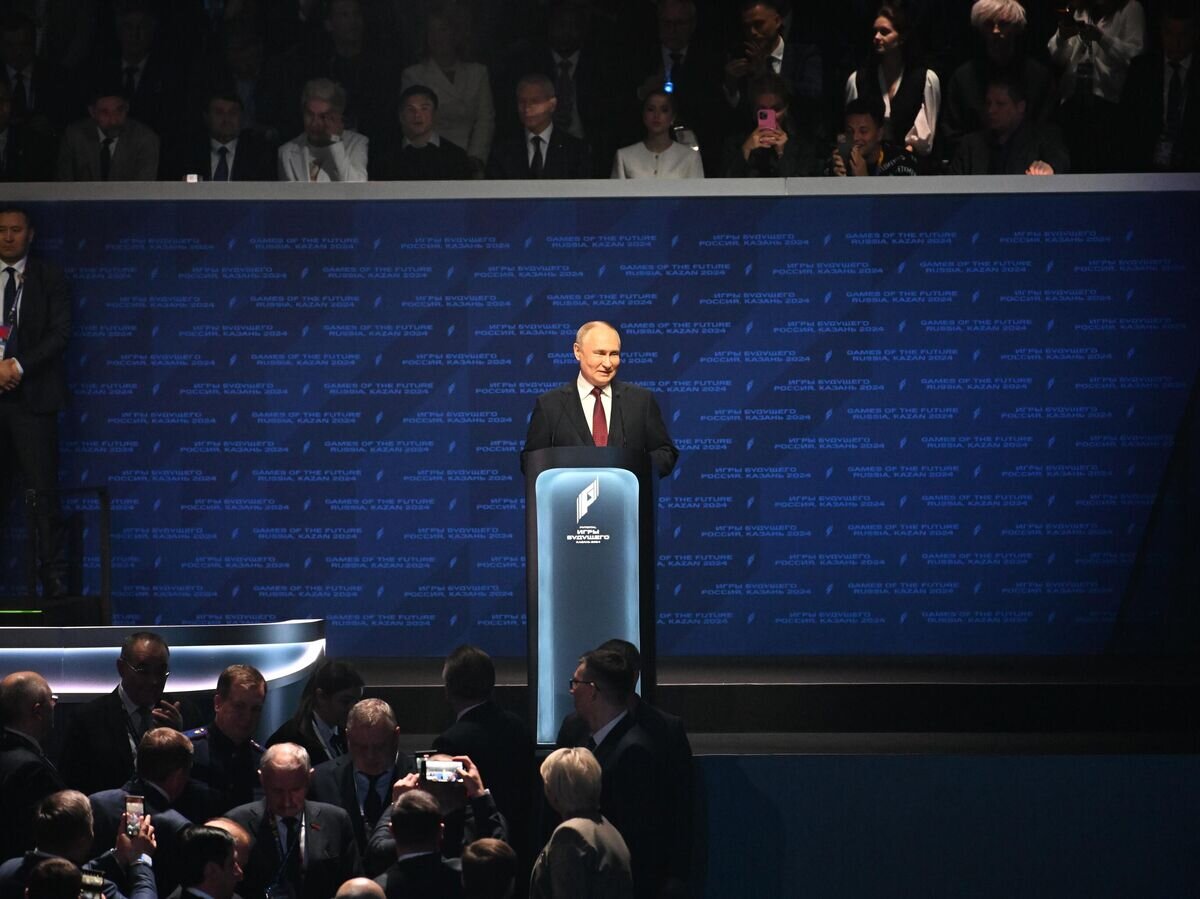    Президент РФ Владимир Путин принимает участие в церемонии открытия международного турнира "Игры Будущего" в Казани© РИА Новости / Кристина Кормилицына