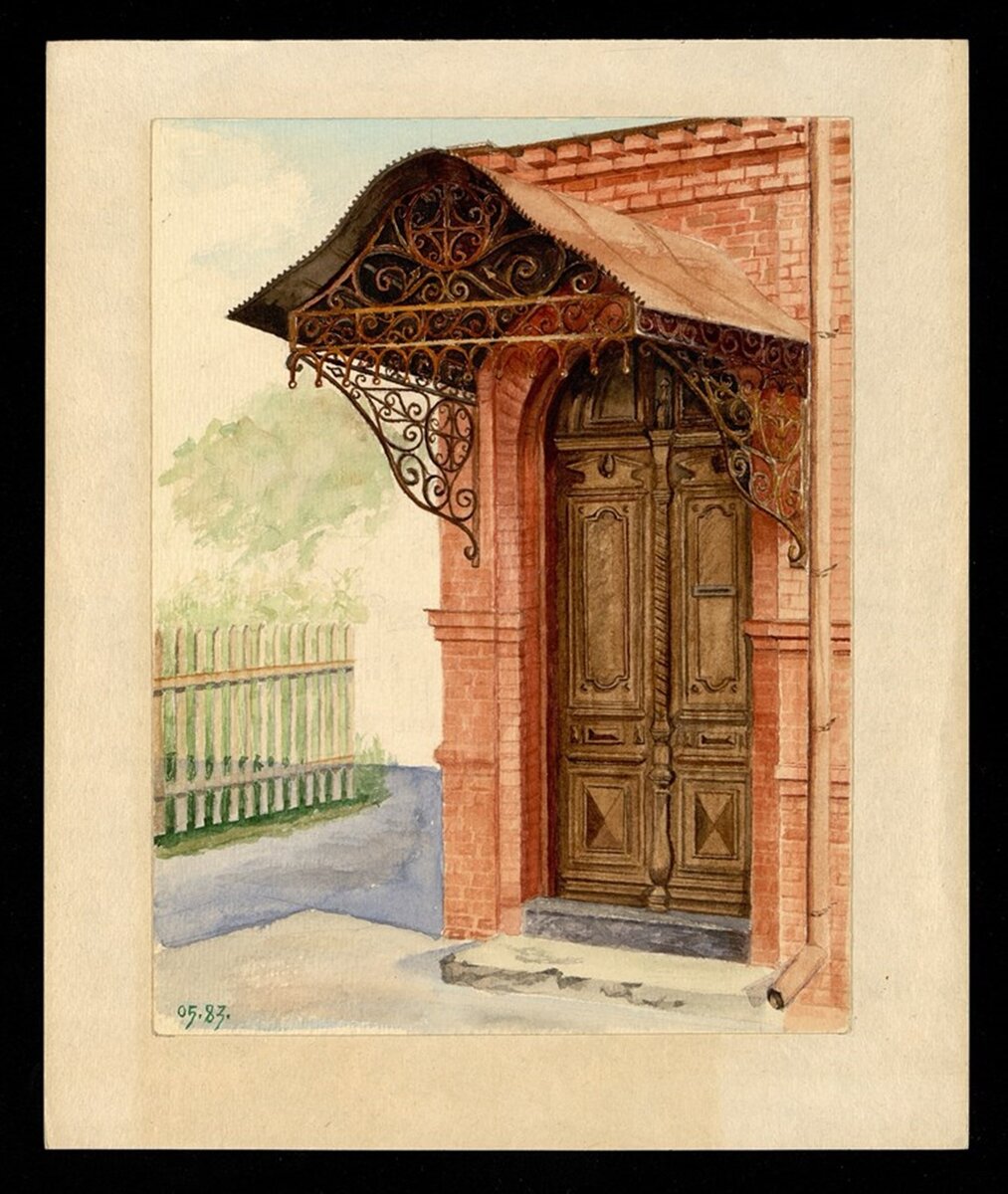 Рис. 2. Дом священника Псарева Акварель И.И. Ликоренко 1970-1980 гг. Госкаталог. Курский краеведческий музей