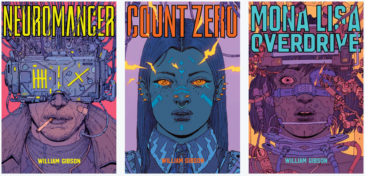 Обложки суперстильного бразильского издания трилогии Гибсона от Josan Gonzalez.