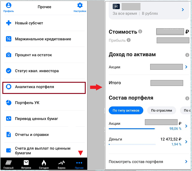Экранные формы Прочее и СтоимостЬ, Доход по активам и пр. (портфель автора)