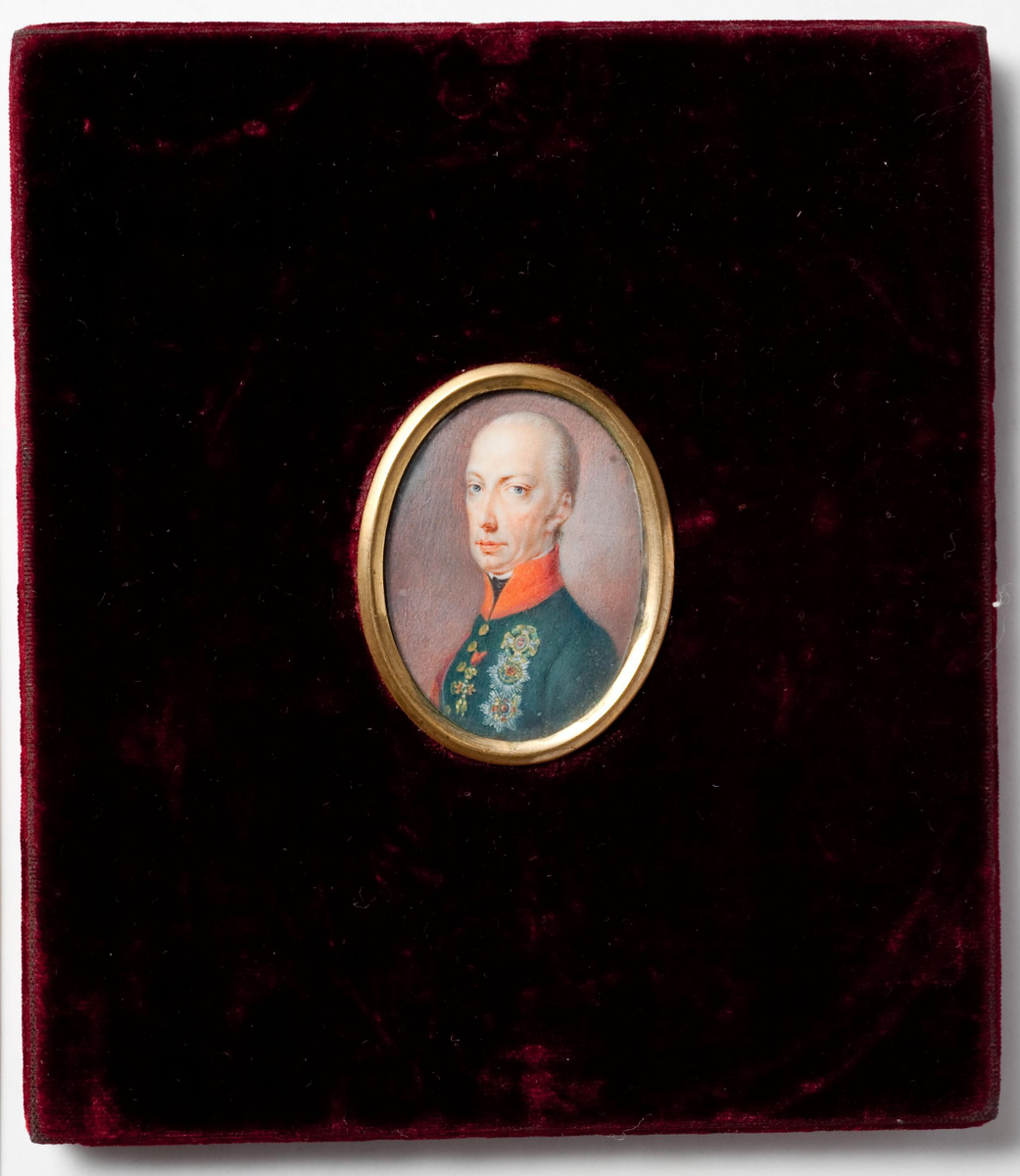 Портрет Франца I (1768 — 1835), императора австрийского. Неизвестный художник. Австрия. Начало XIX в. Кость, гуашь
