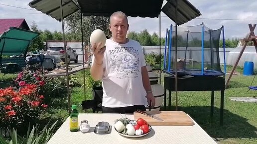 ЯИЧНИЦА ИЗ СТРАУСИНОГО ЯЙЦА.🥚 КАК ВКУСНО ПРИГОТОВИТЬ👍