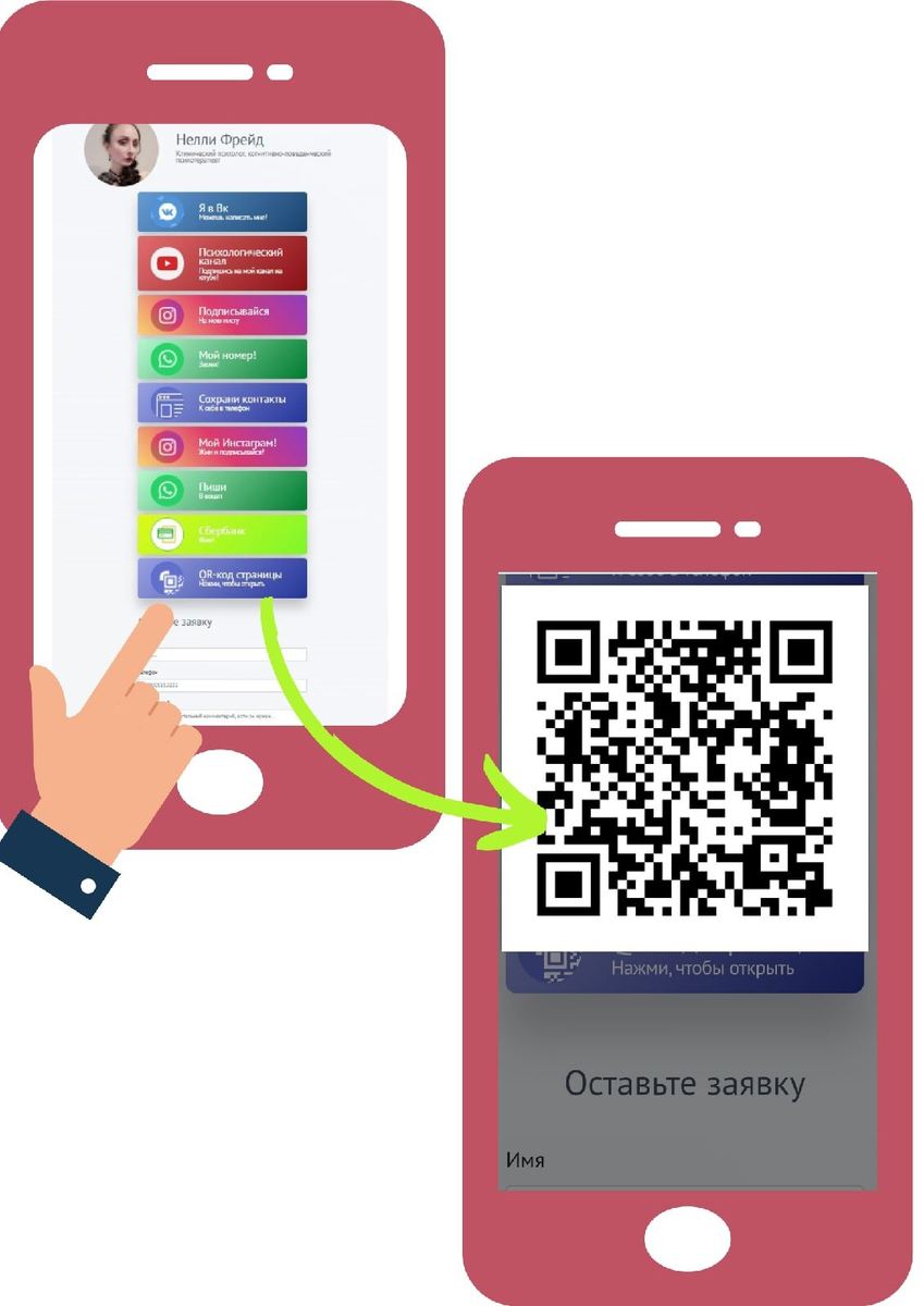 Визитка с qr-кодом в телефоне