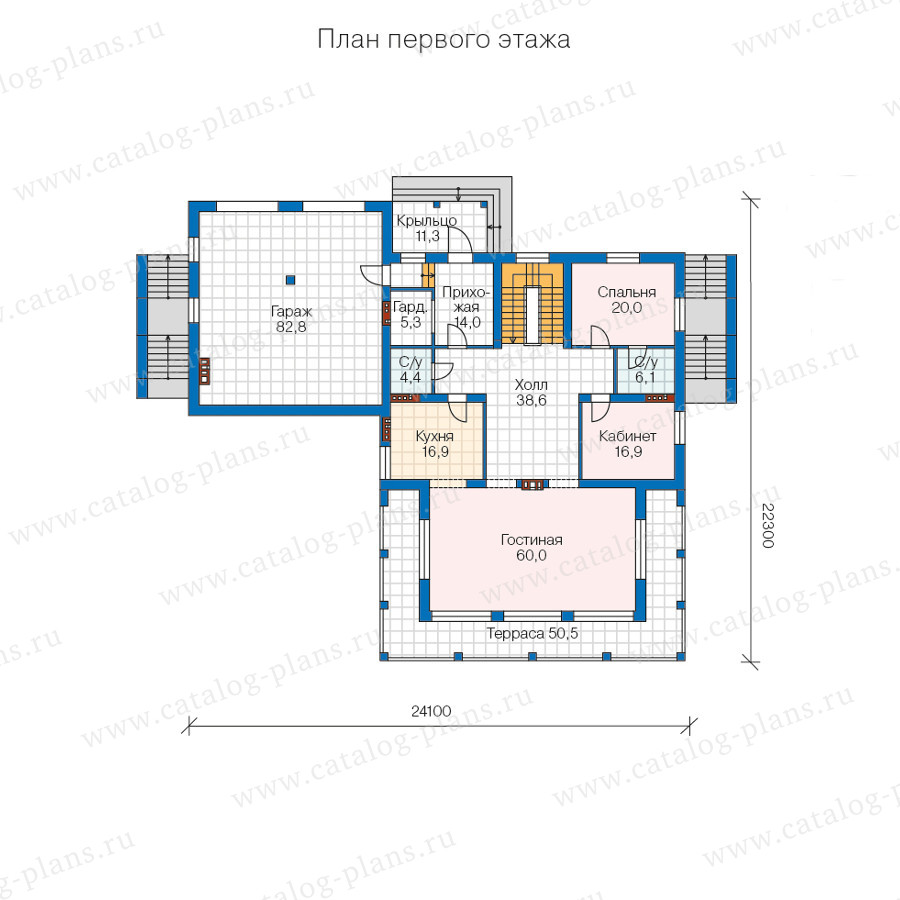 Проект дома из газобетона с террасой