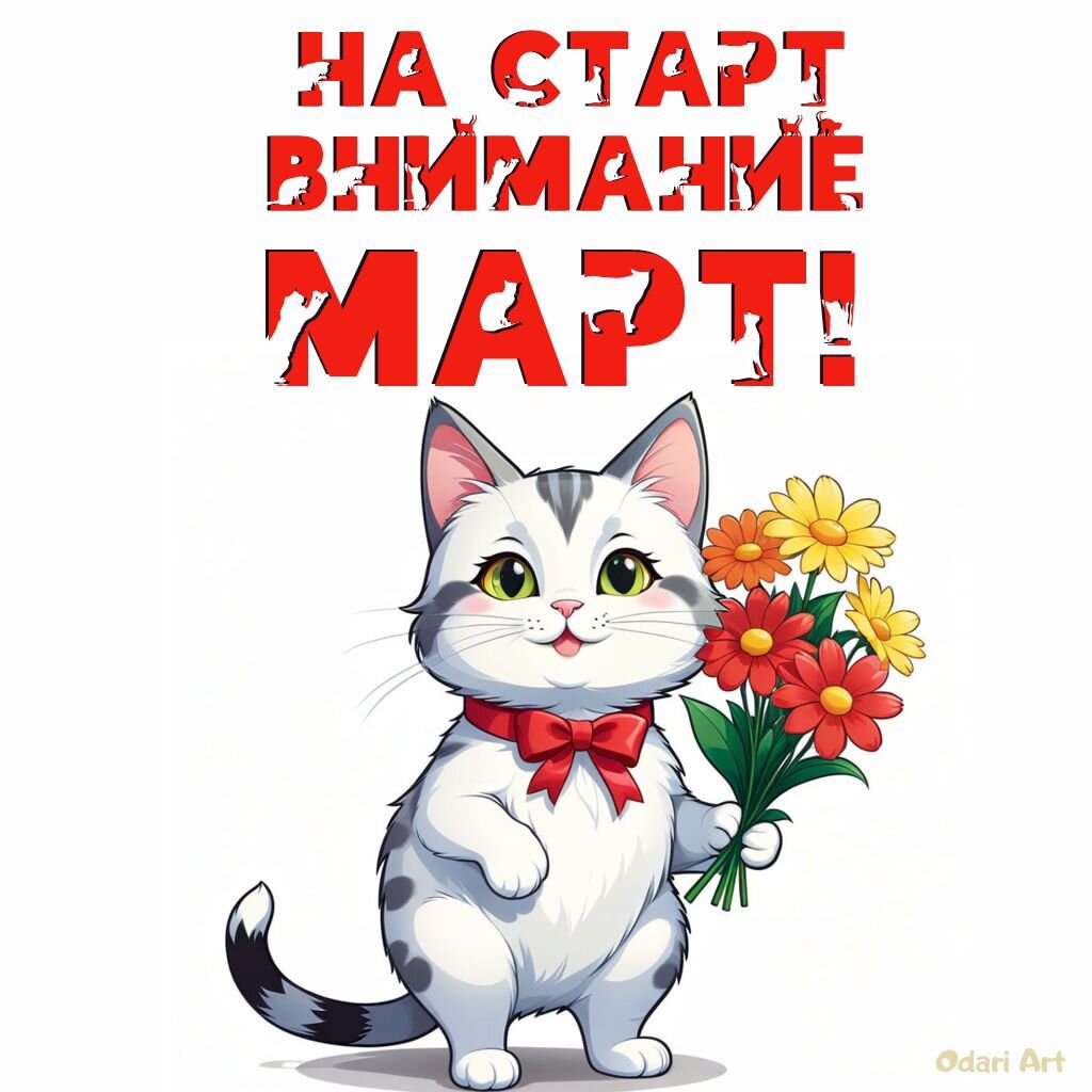 На старт, внимание, март! Открытки, поздравления Odari Art