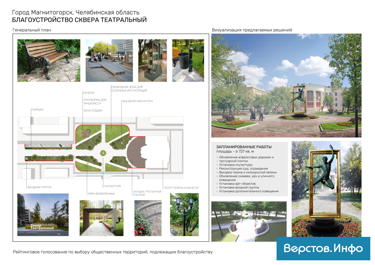 В Театральном сквере Магнитогорска может появиться скульптура танцовщика и  выездная библиотека | Новости Магнитогорска Верстов.Инфо | Дзен