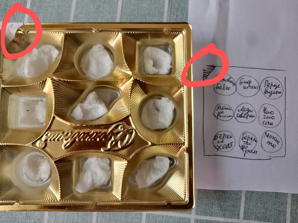 Коробка с замоченными семенами. Пометила уголки. 