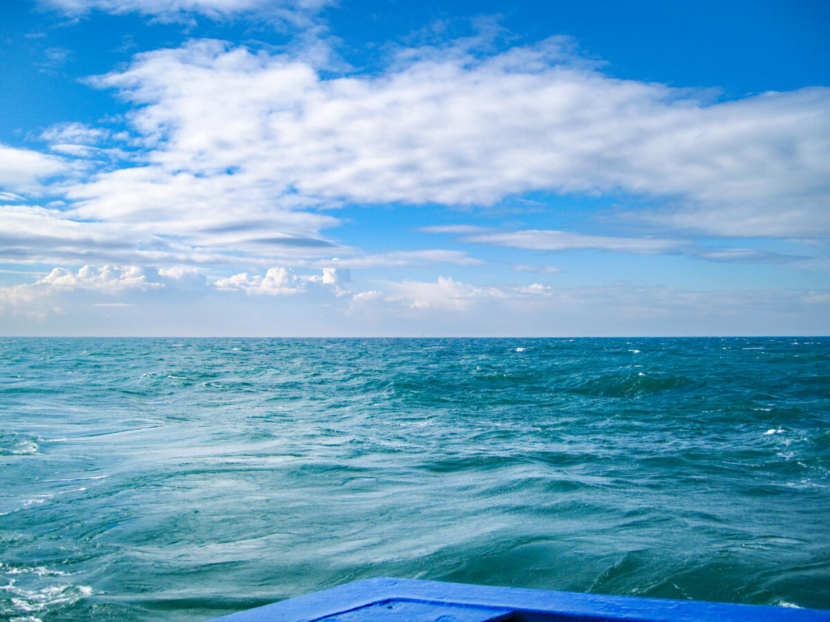 Море, пейзаж, облака, волны, корма, корма судна, красота, небо