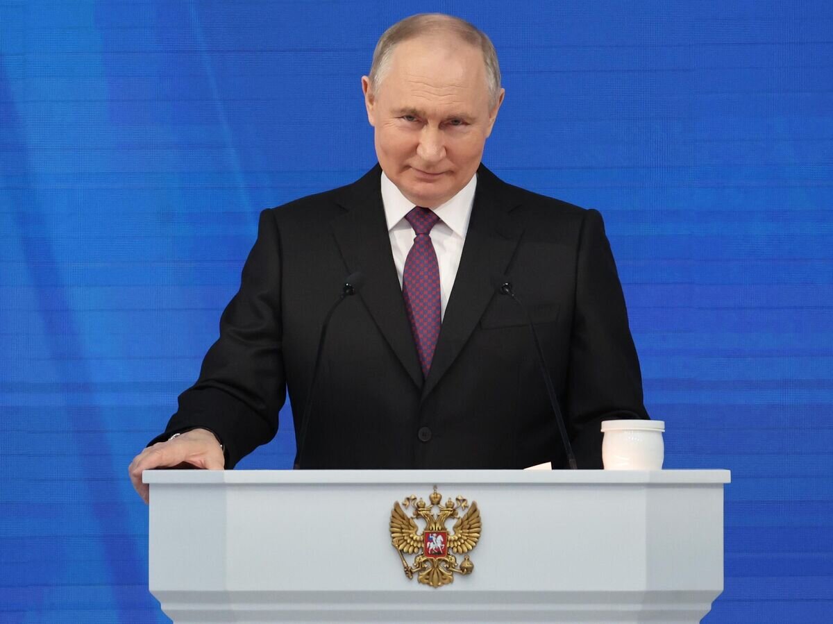    Президент РФ Владимир Путин обращается с посланием к Федеральному Собранию© РИА Новости . Михаил Климентьев