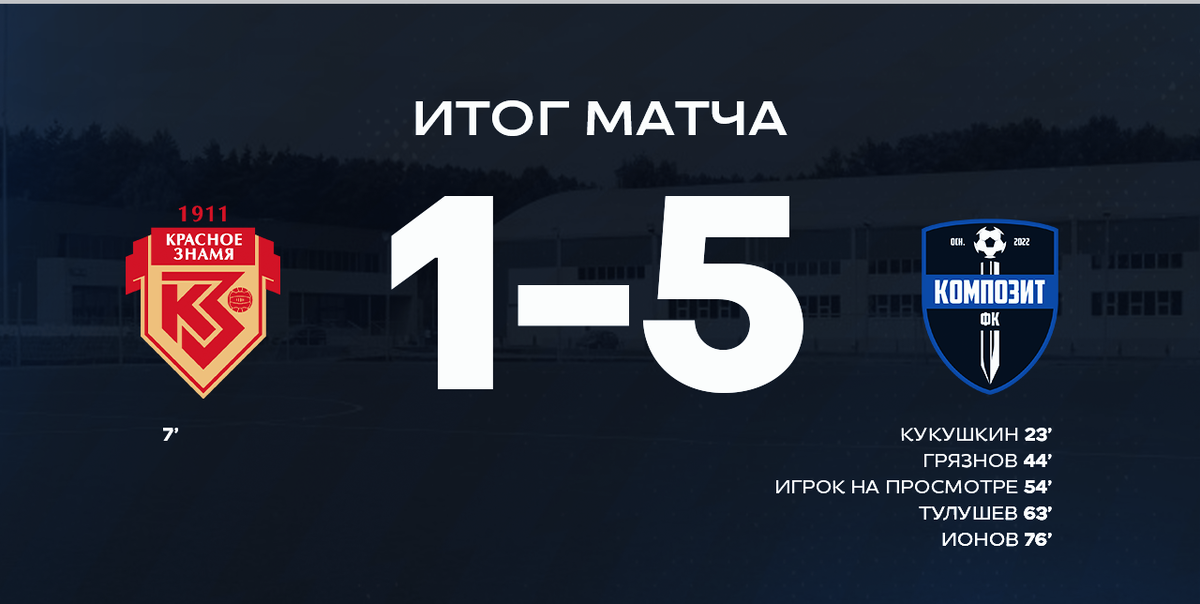Итоговый счёт матча против ФК "Красное Знамя" из Ногинска