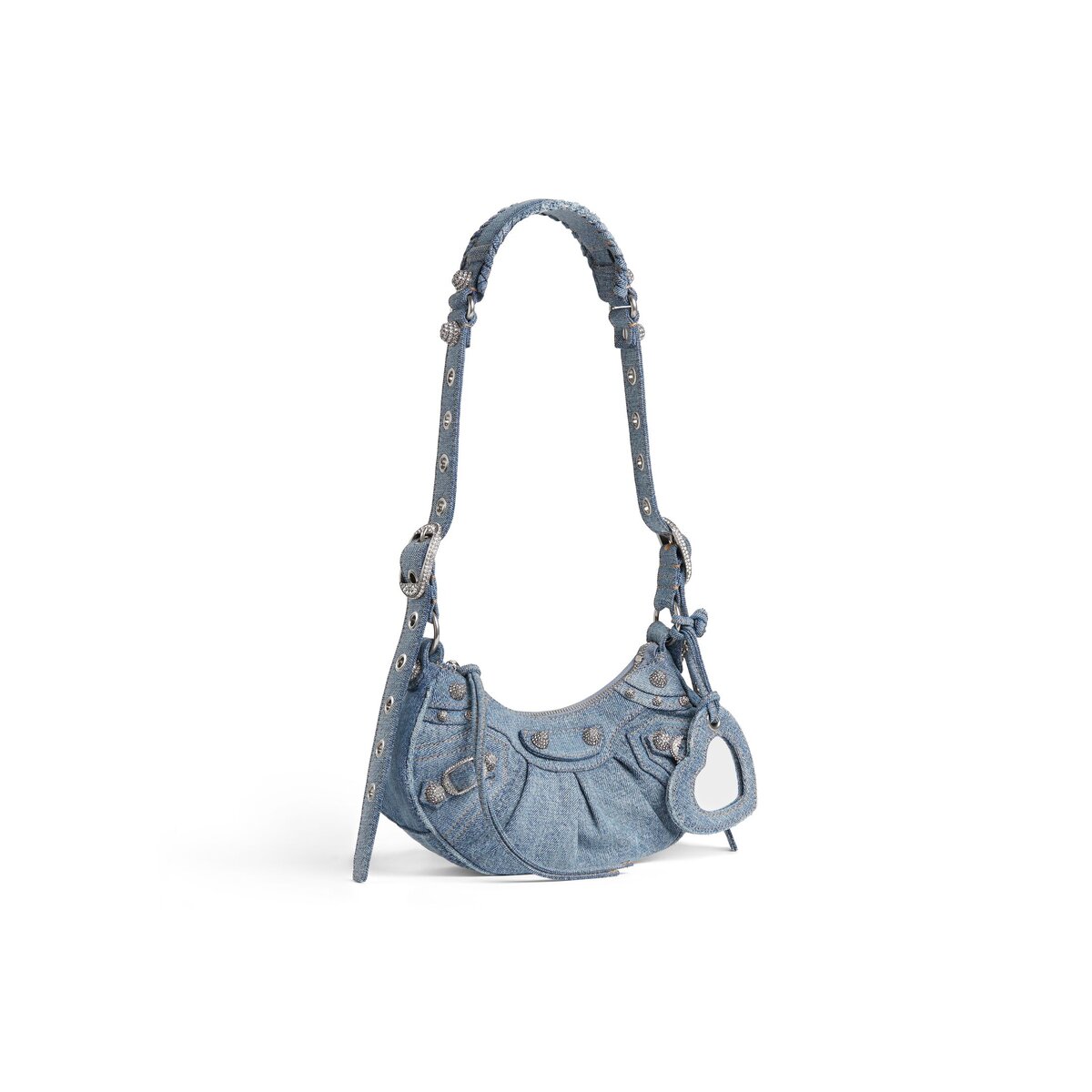 Women's le cagole XS shoulder bag denim in blue от Balenciaga. Источник фото www.balenciaga.com