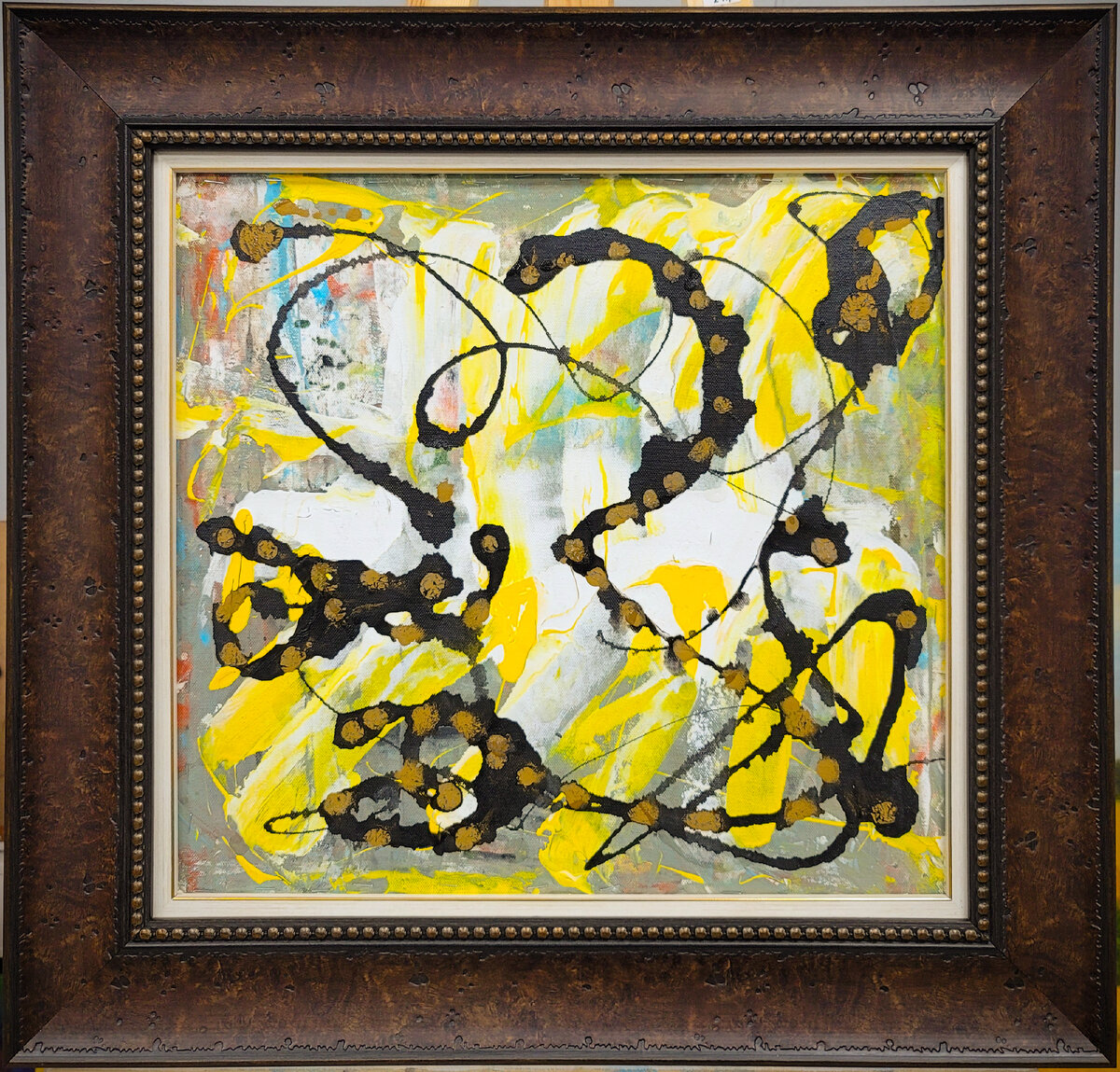 "Абстракция №9" Олег Лукьянов, 2023, 41х39 см., смешанная техника