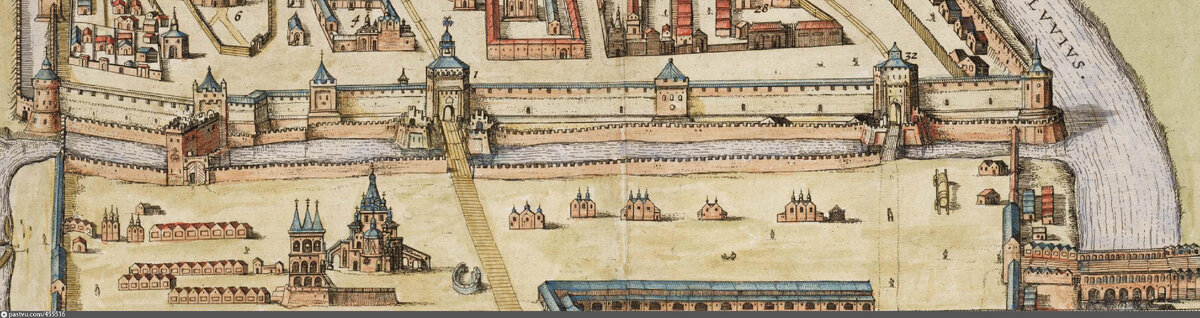Изображение Спасской башни Московского кремля с чертежа «Кремленаград», 1613 год