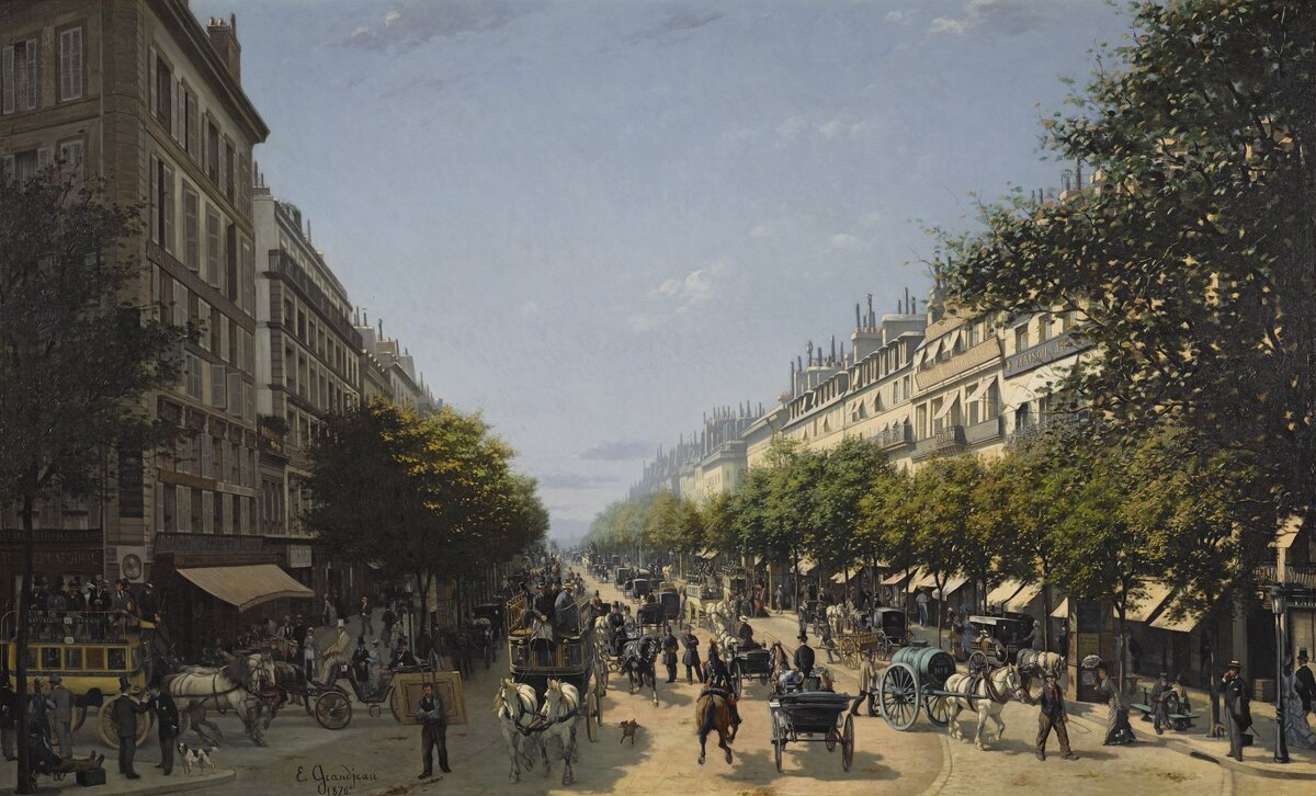 Le Boulevard des Italiens, 1876 (худож. Edmond Grandjean)
