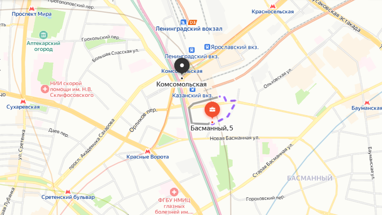 Ближайшая станция метро «Комсомольская»