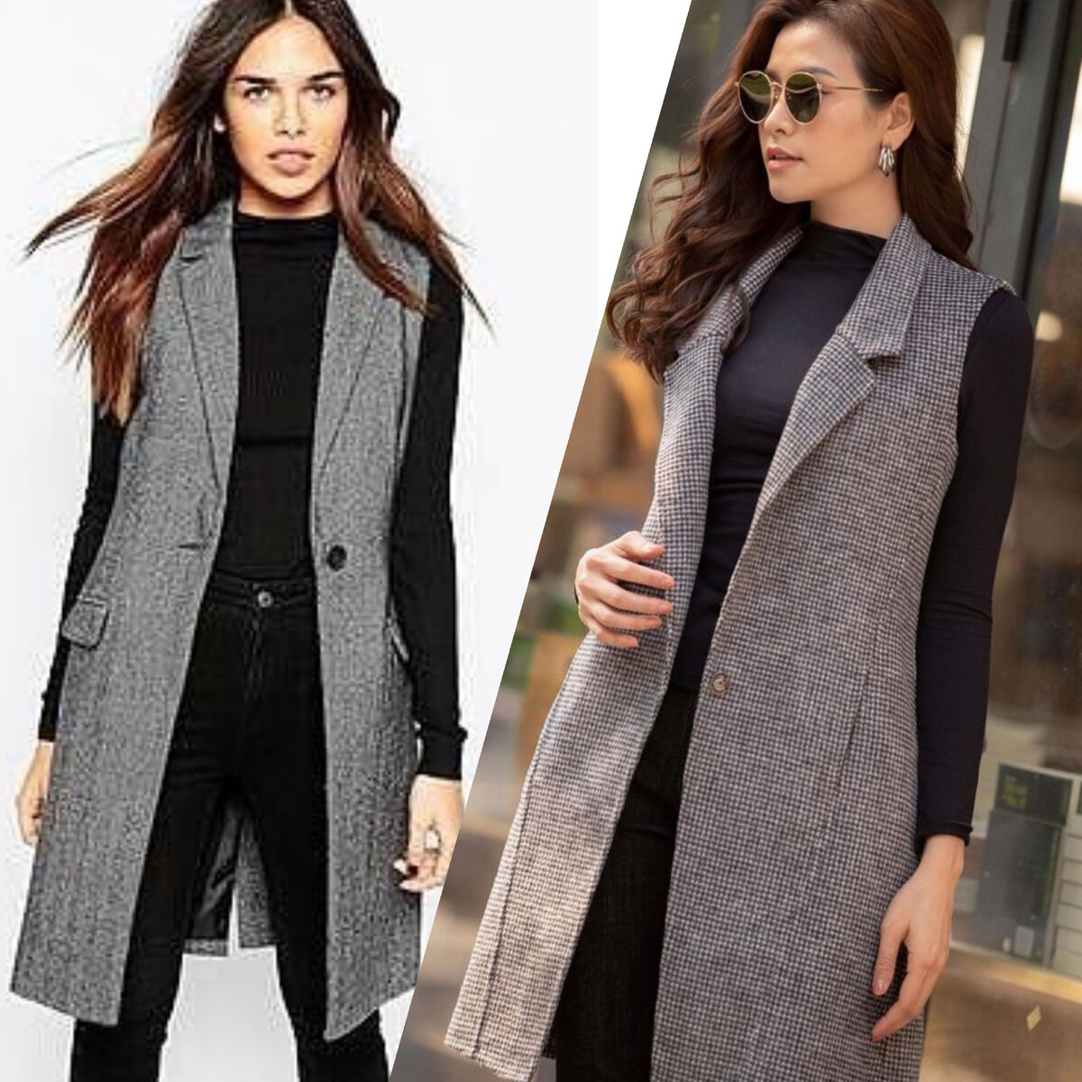 Жилет становится акцентом и зрительно вытягивает силуэт. 