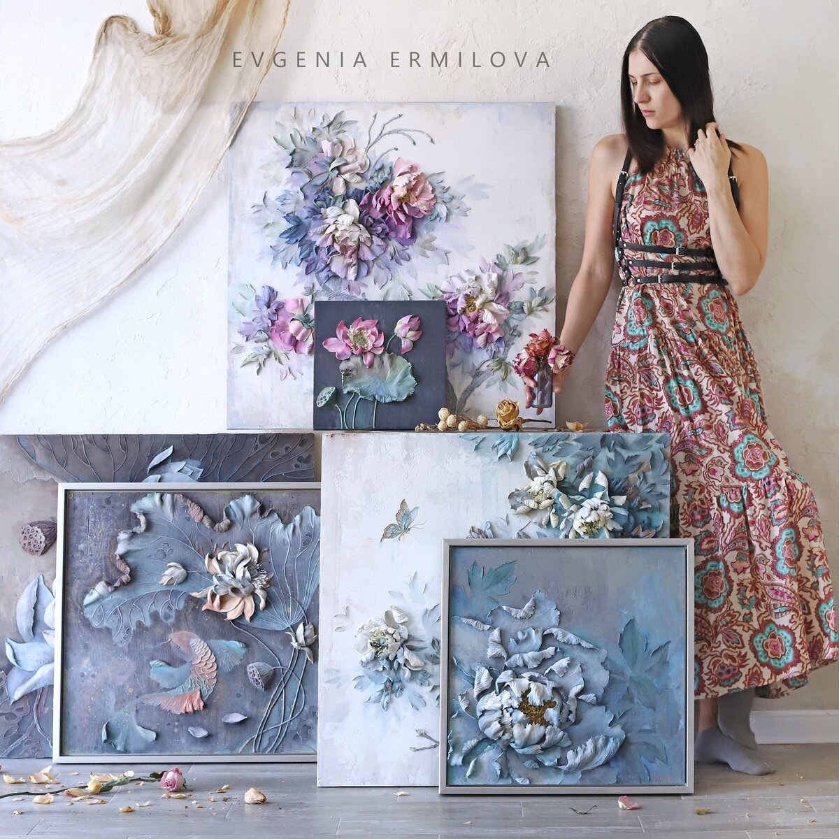 Евгения Ермилова и её картины в технике скульптурной живописи