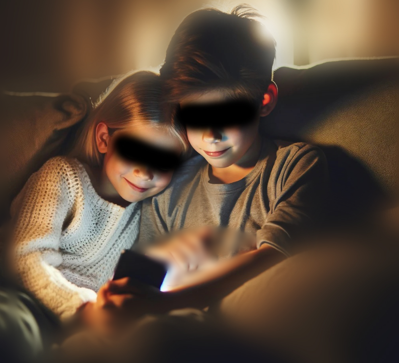 Ворвалась в комнату без стука и обнаружила их в обнимку, смотрящих видео в телефоне.