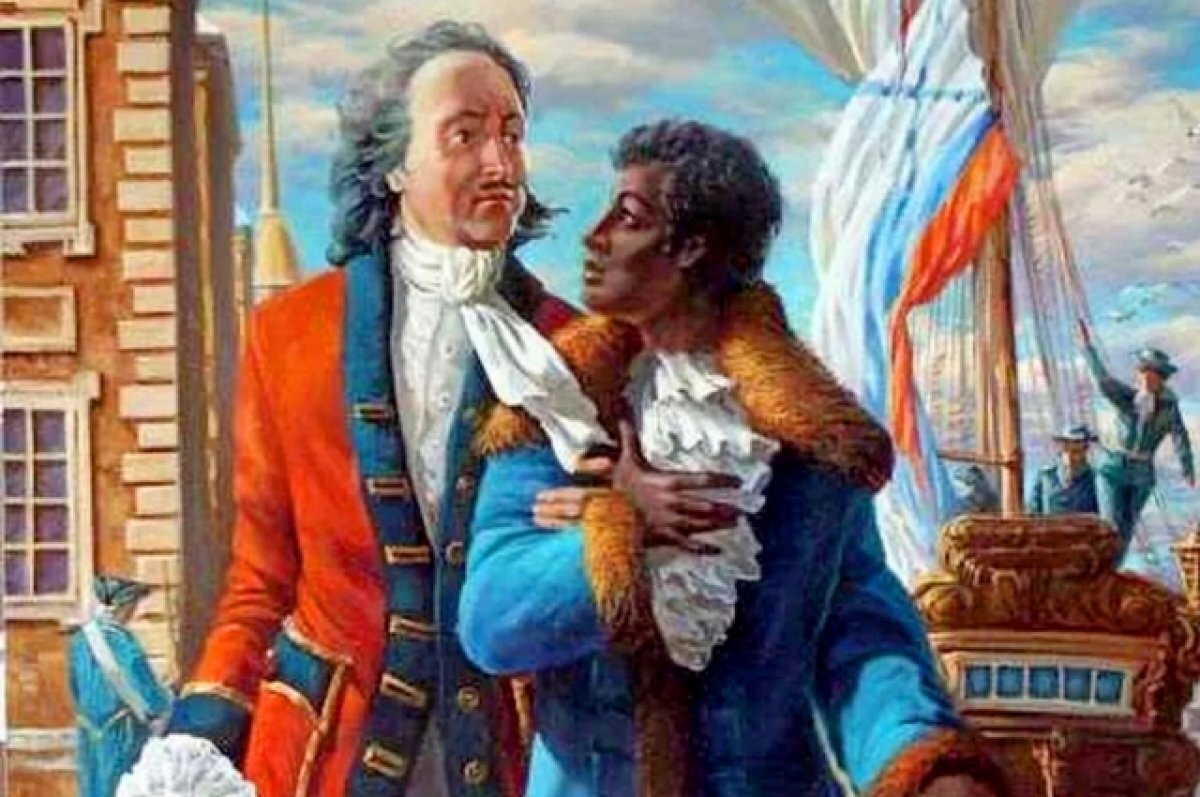    До 1716 года Ганнибал находился неотлучно при государе, спал в его токарне, сопровождал во всех походах. Фрагмент картины Павла Мещерякова «Арап Петра Великого».