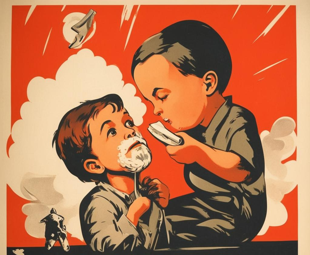 Каждое утро брейся вместе с папой! И не ходи с буржуинской "лопатой"!