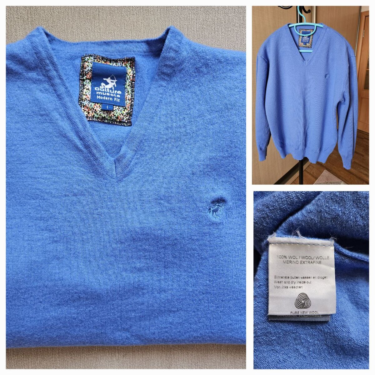 Пуловер Culture muscle. Унисекс. Этот пуловер с лёгкостью можно вписать в женский гардероб. Размер L. 100% мериносовая шерсть.