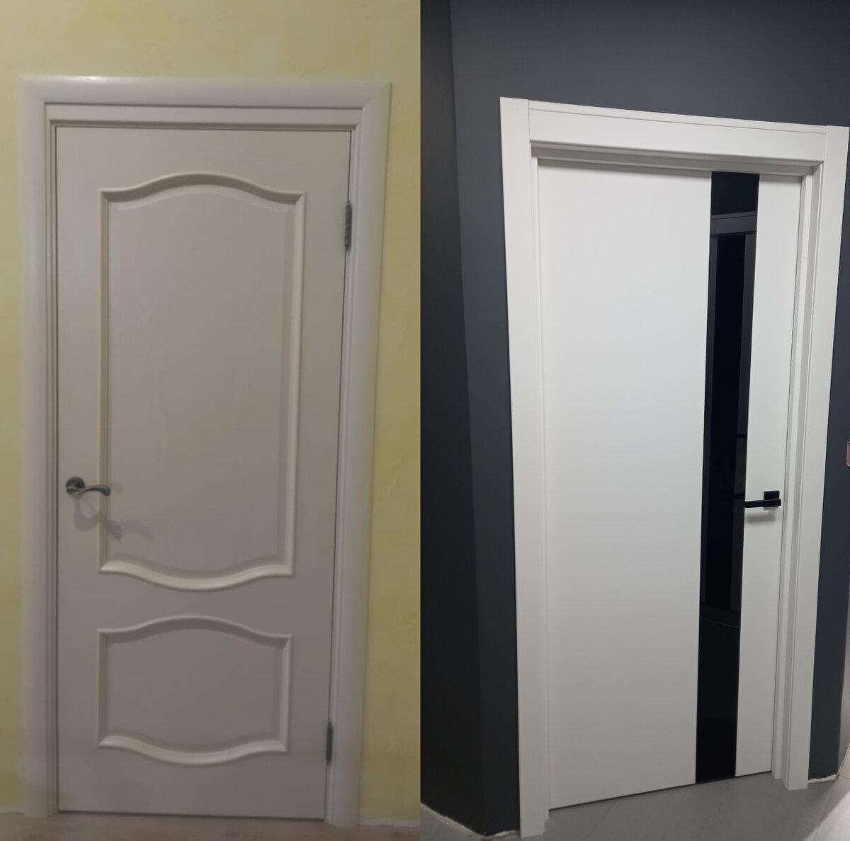 Некоторые примеры установки наличника при завышенном дверном проёме. По факту их много, каждый мастер использует свои техники.