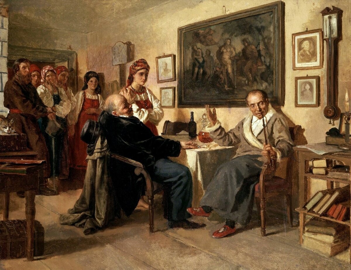 "Торг. Из недавнего прошлого", 1866 год. Художник Неврев