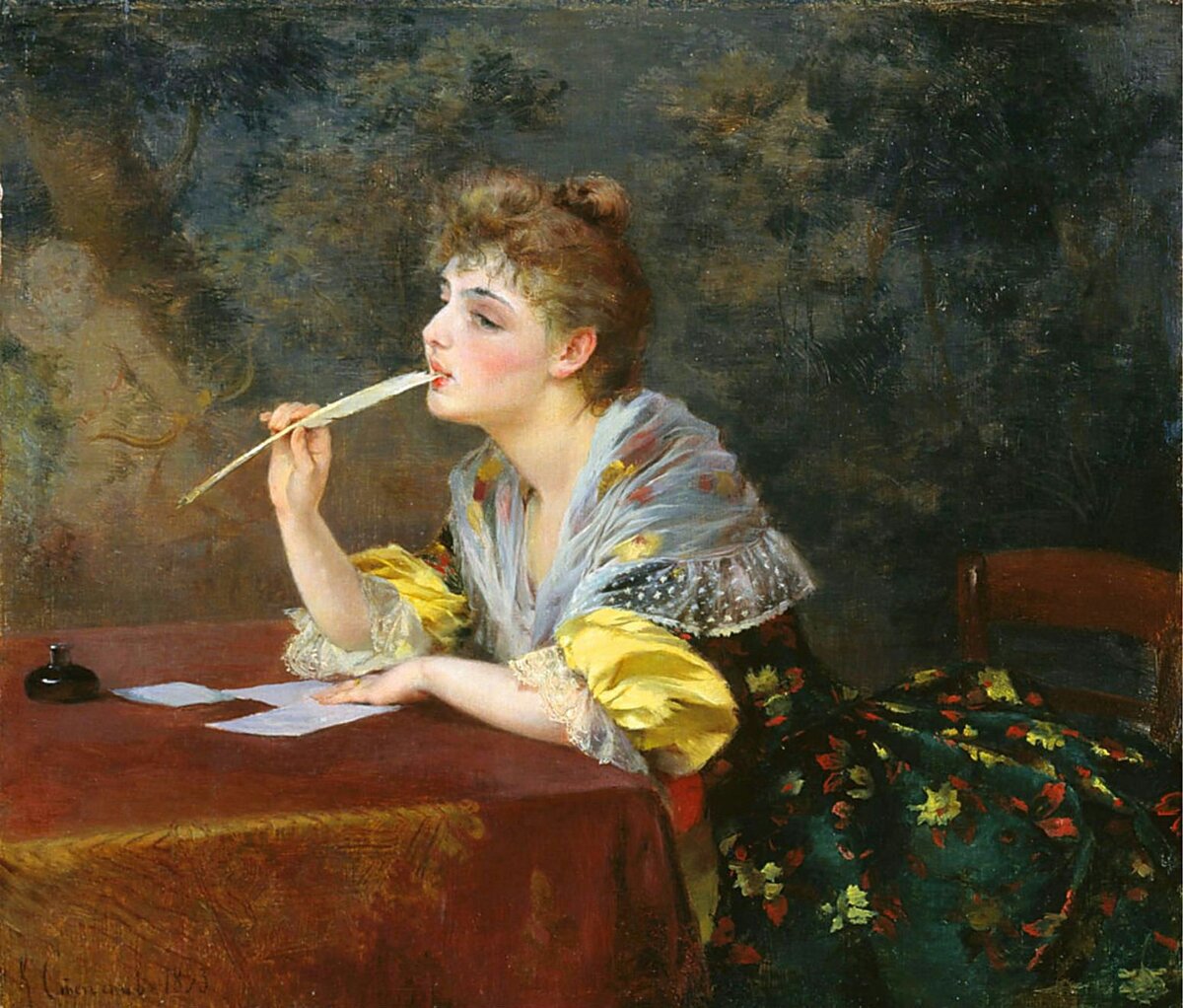 Письмо. Клавдий Петрович Степанов. Дерево, масло. 1893 г.