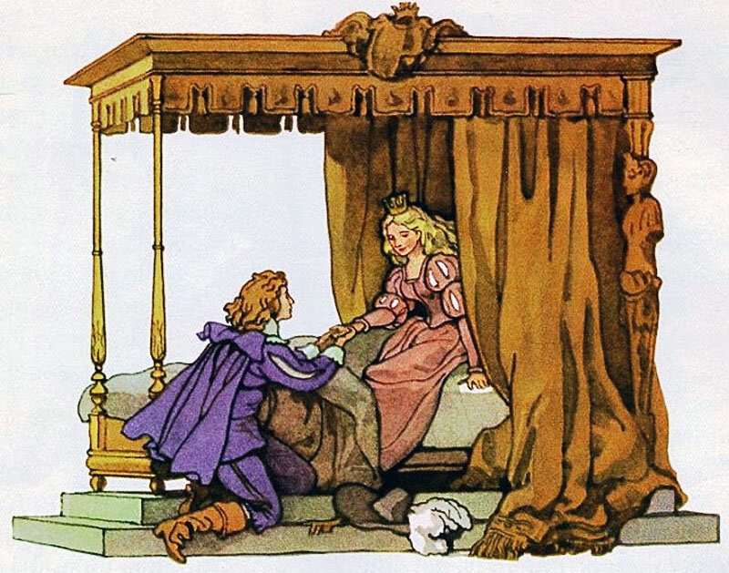 Борис Дехтерев. Иллюстрация к сказке Шарля Перро "Спящая красавица". Источник: сеть Internet, свободный доступ.