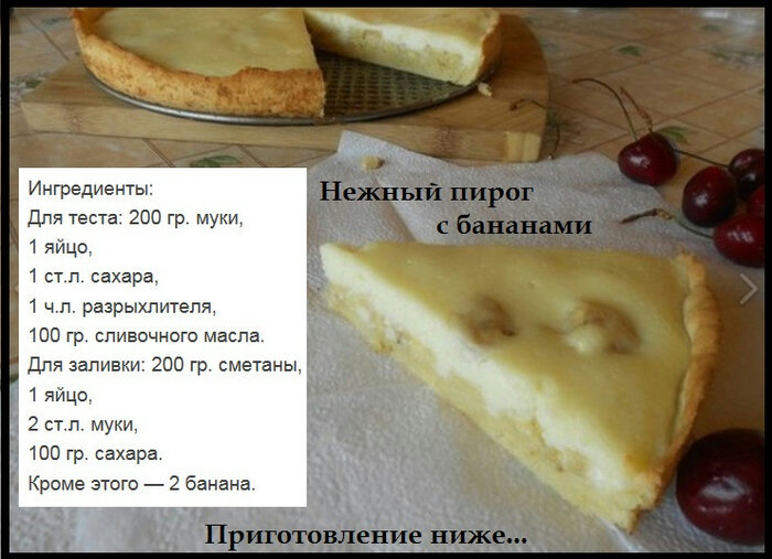 Банановый пирог пошаговый рецепт с фото День пирога с банановым кремом. Рыжая Веточка Дзен