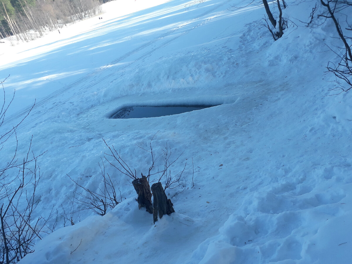 Наша прорубь вот уже несколько лет. К концу зимы она неумолимо сужается.