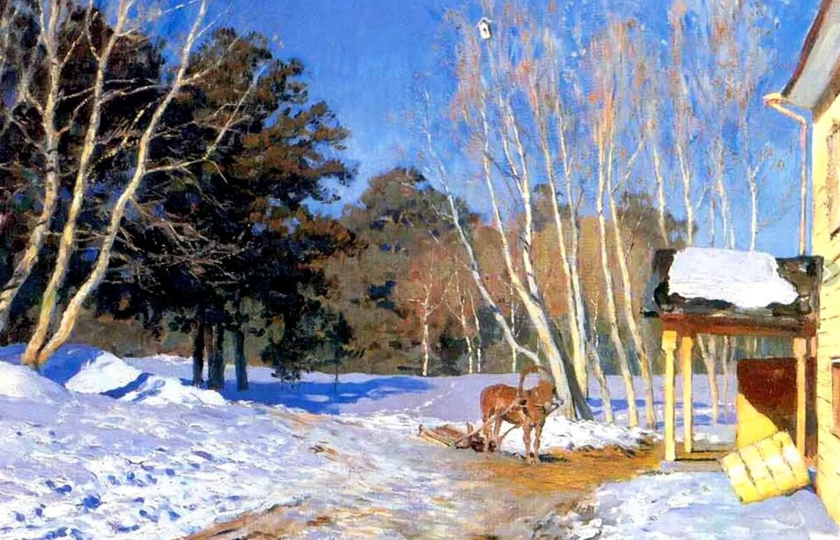 Картина И. Левитана "Март": самое яркое солнце и самое синее небо года.