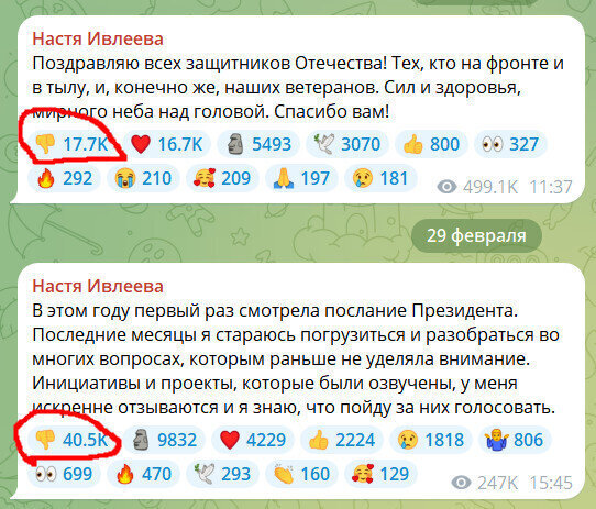 Фото: скриншот телеграм-канала Ивлеевой