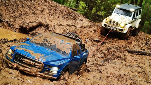 Это ЖЕСТЬ. Из такой грязи ДАЖЕ ТАНКИ НЕ ВЫЙДУТ! ... Гелик и Ford на бездорожье. RC OFFroad 4x4