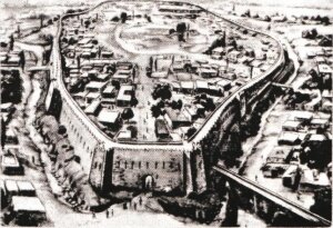 Общий вид Афрасиаба в древности (реконструкция