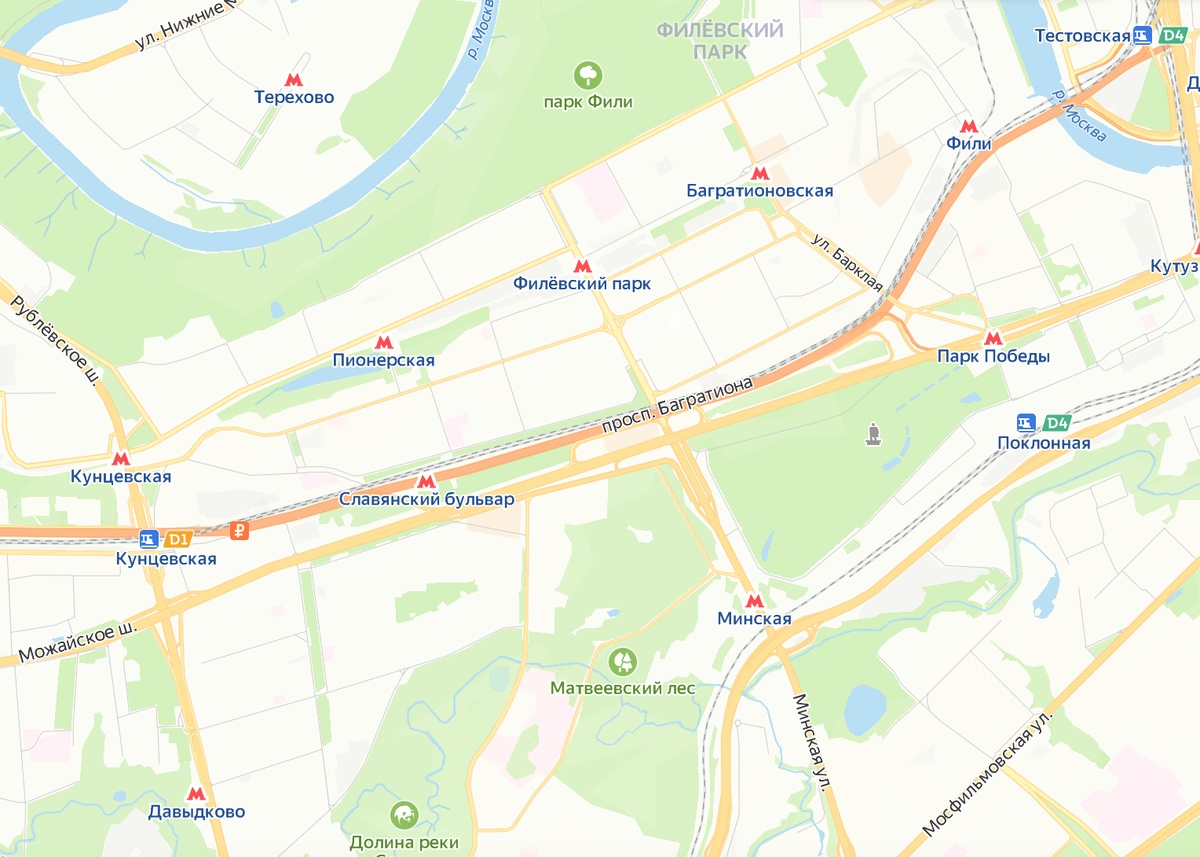 Станция "Пионерская" на карте Москвы. Яндекс.Карты.