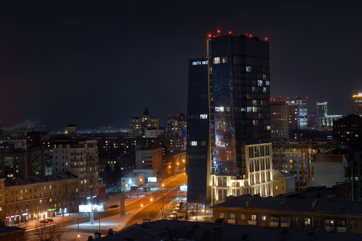 Огни ночного Новосибирска. Фото автора.