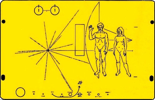 Такая табличка на "Пионере-10"