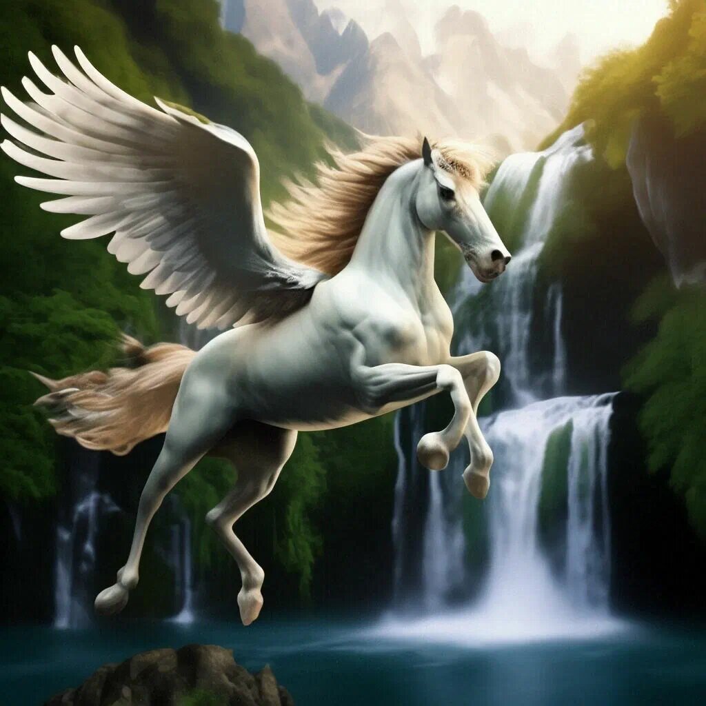 легенда о пегасе летящем над водопадом