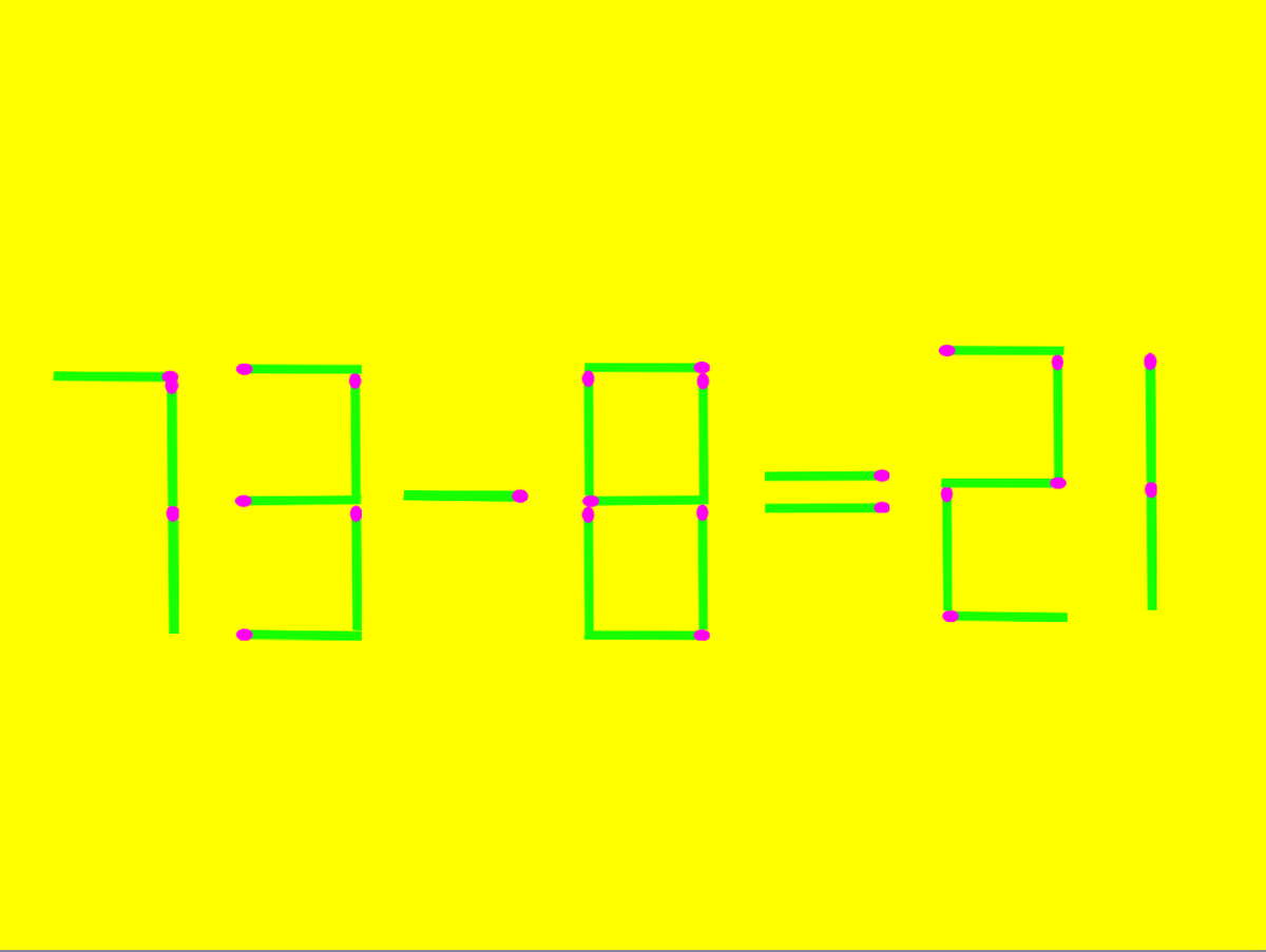 Переместите одну спичку так, чтобы равенство стало верным.