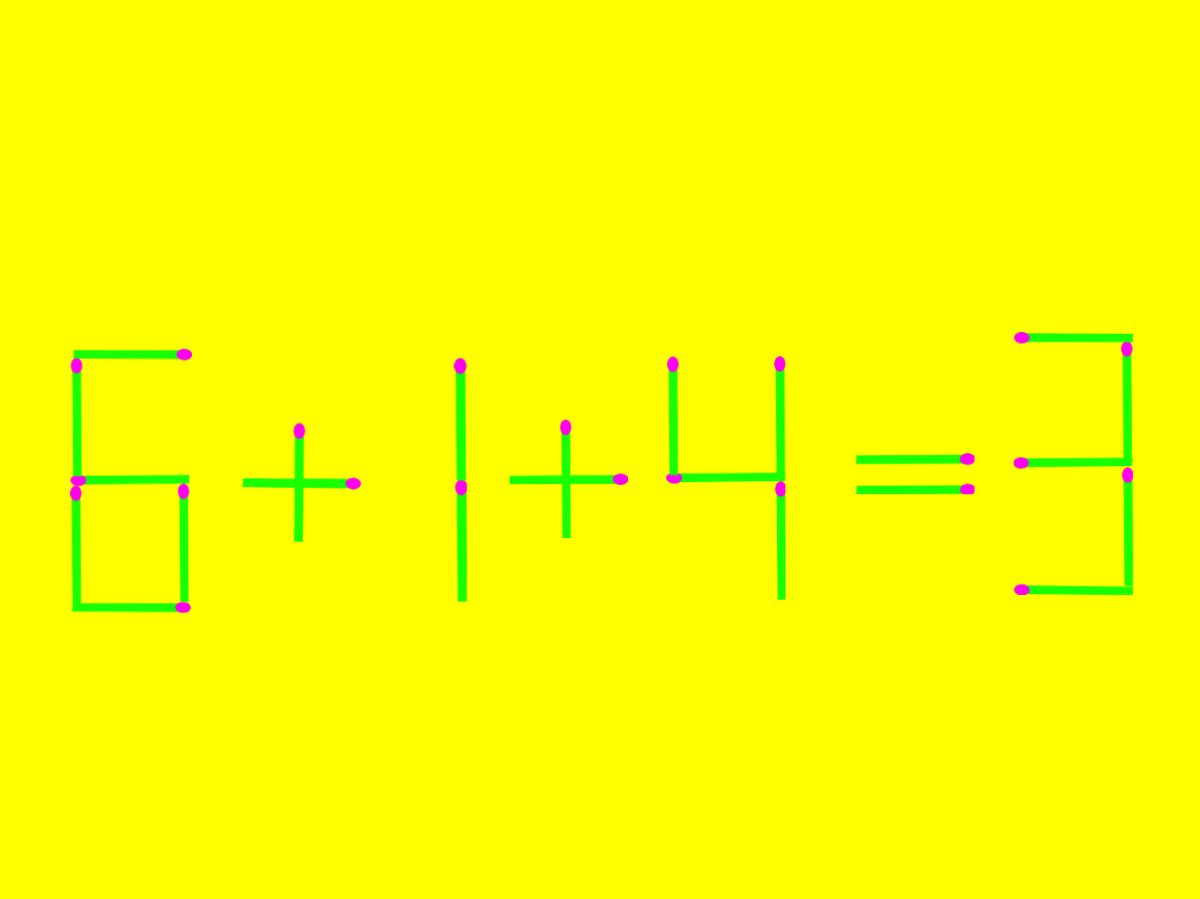Переместите одну спичку так, чтобы равенство стало верным.