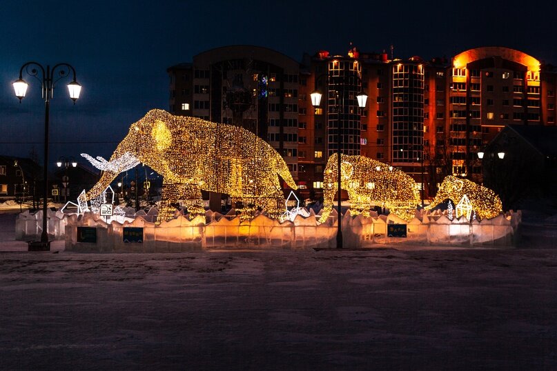 Мамонты в городе на полярном круге.