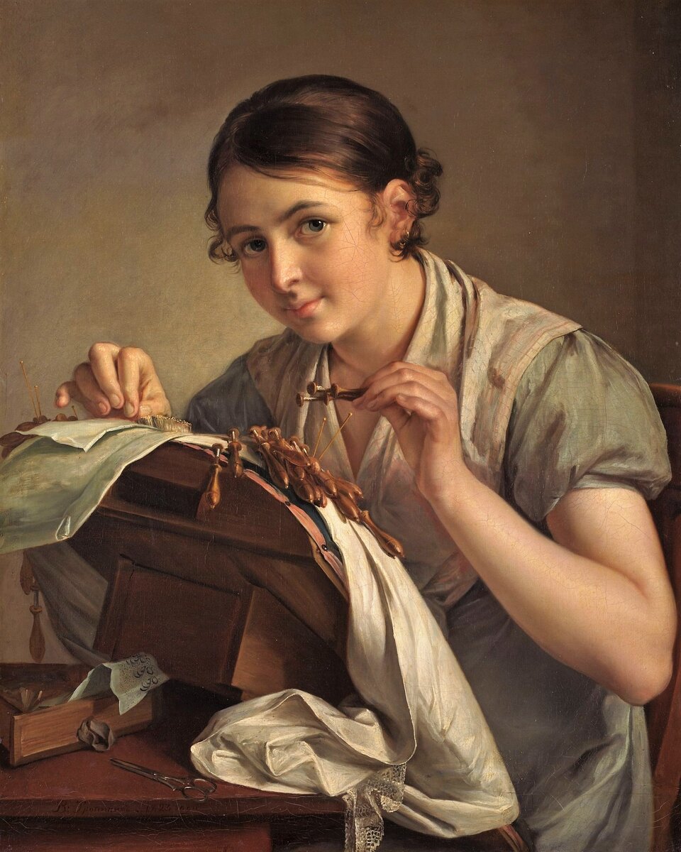 "кружевница" В. Тропининю