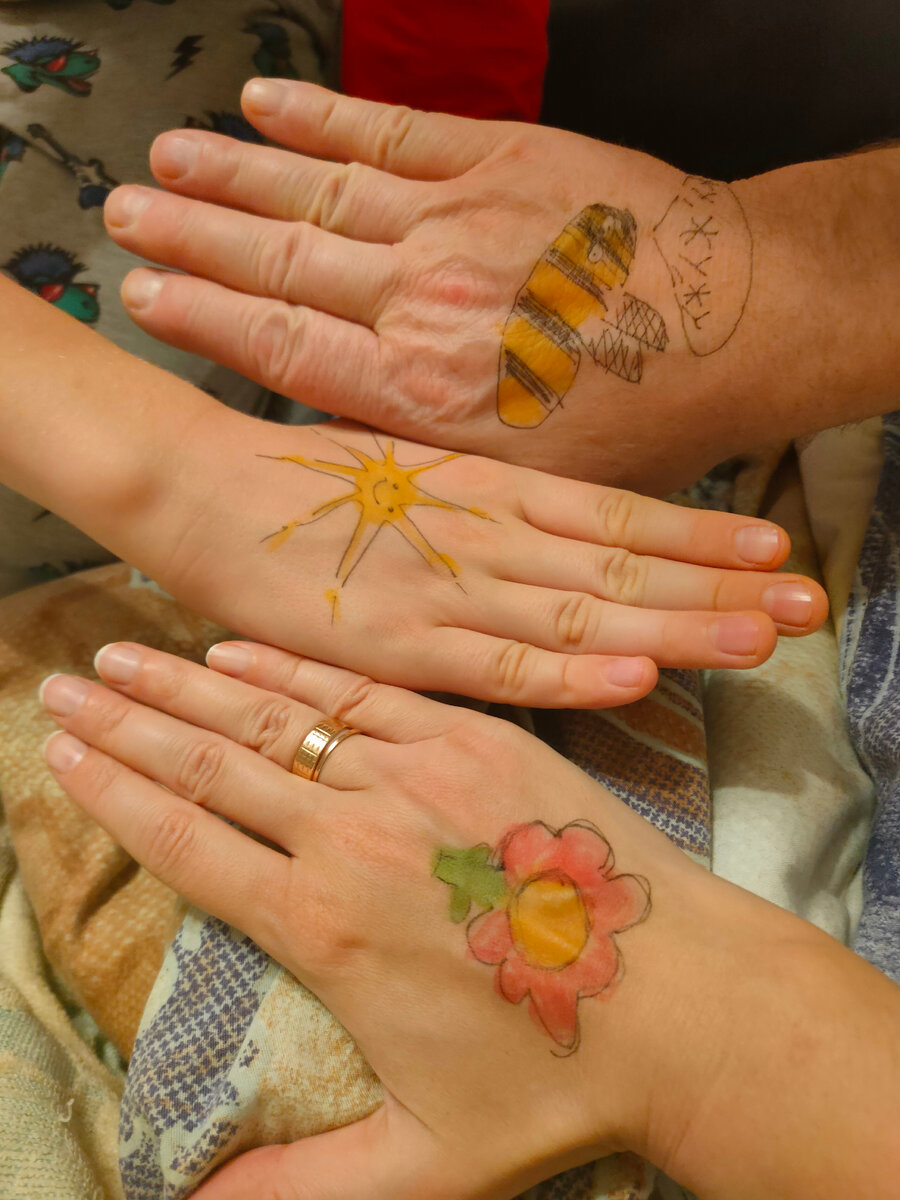 "Лёгкая рука" сына посередине, с солнышком