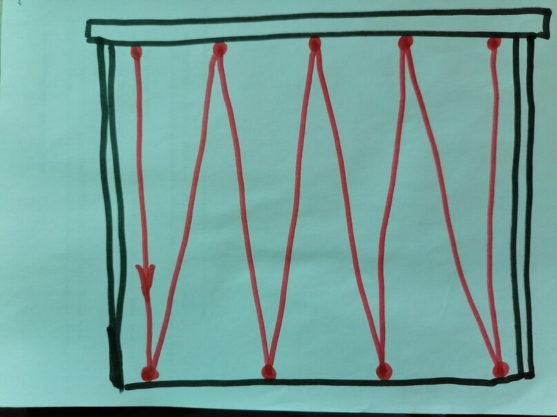 Схема крепления проволоки на увеличенной рамке