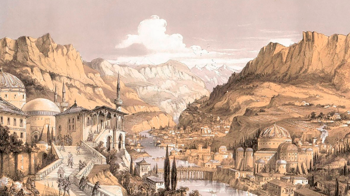 Бахчисарай. Крымское ханство — протекторат Османской империи. Рисунок XIX века.